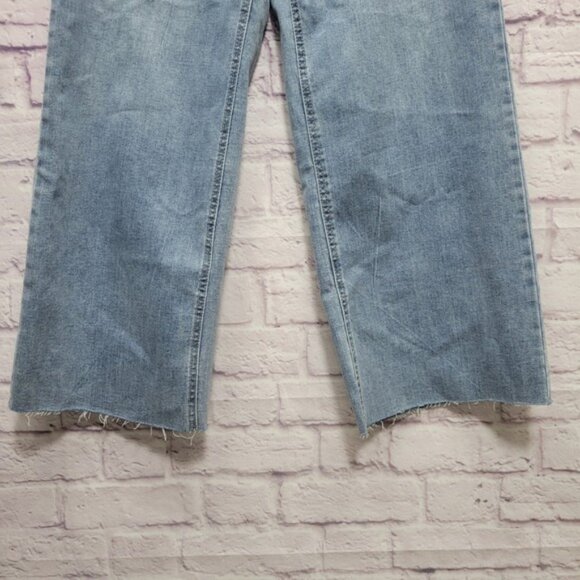NEW Oat New York High Rise Wide Leg Jeans Size 6/28 Raw Hem Light/Med Wash - Picture 3 of 10